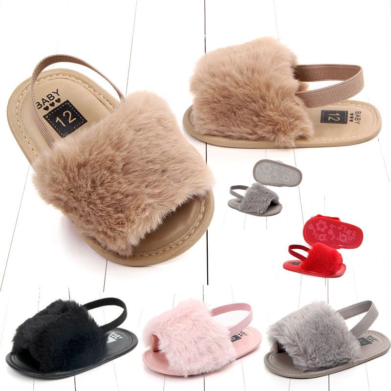 baby girl fur sandals