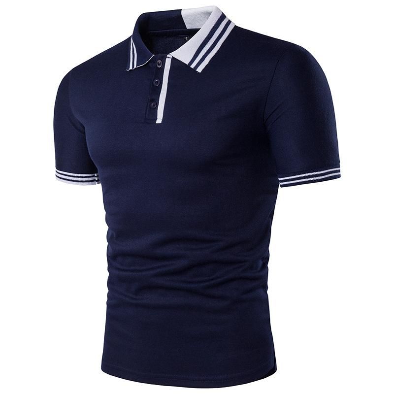 marca Hombre Polo Camisa de manga corta Botón Sólido Costuras Costuras Personalidad Diseño Ropa Masculina Hombre Polo Shirts Bonita