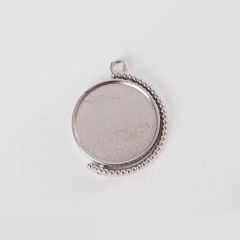 11473-25mm 15pcs 25mm Antique Silver Moon Round Pendant Rotation Trays Cameo Setting Cabochon Dome for Crafting DIY Jewelry Making