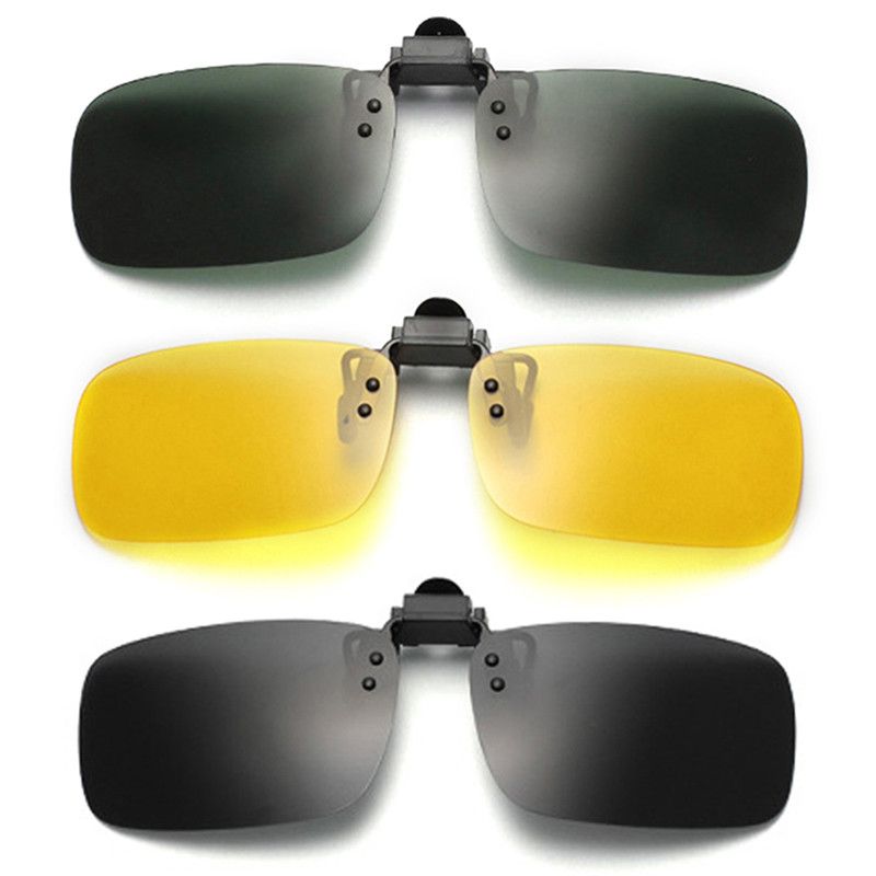 1pair Unisex Sunglasses Clip On Flip Up Driving Glasses Sun UV 400 Protective