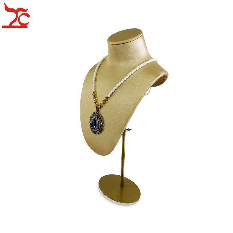 New Arrival Luxury Large Counter Jewelry Display Bust Gold PU Necklace