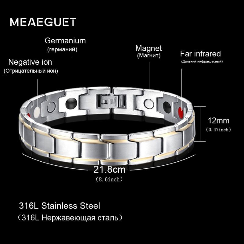 Best Quality 12mm Health Bracelets For Men Stainless Steel