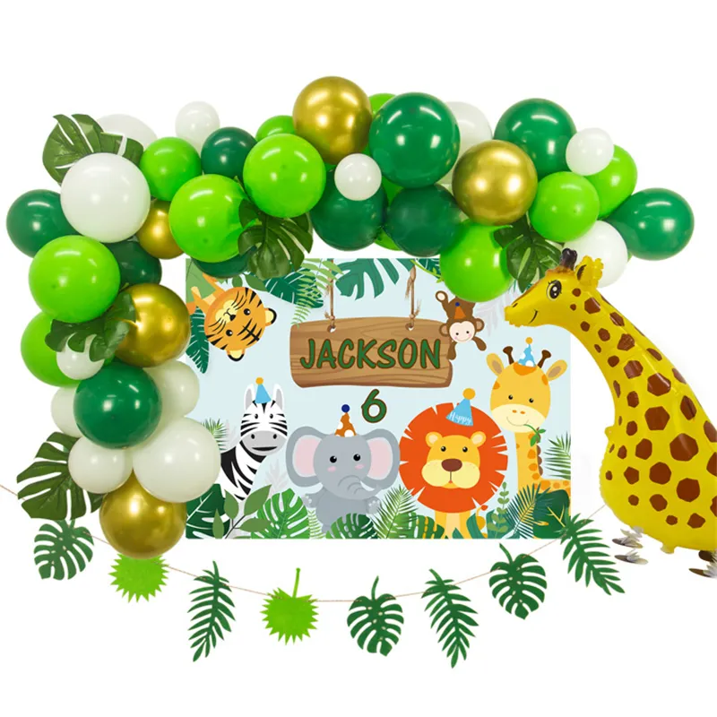Décoration 1er Anniversaire Jungle - Bannière Photo 12 Mois - Thème Safari Animaux Sauvages