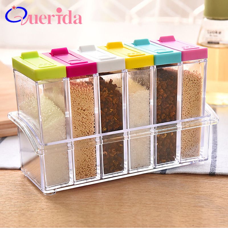 Kitchen Spice Jar Bottle Rack Shaker Plastic For Seasoning Condiment Salts Sugar
