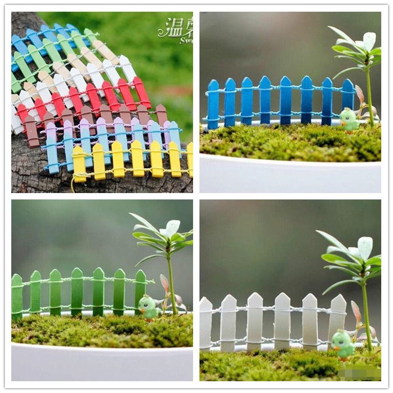 2020 Mini Fence Small Barrier Wooden Resin Miniature Fairy Garden