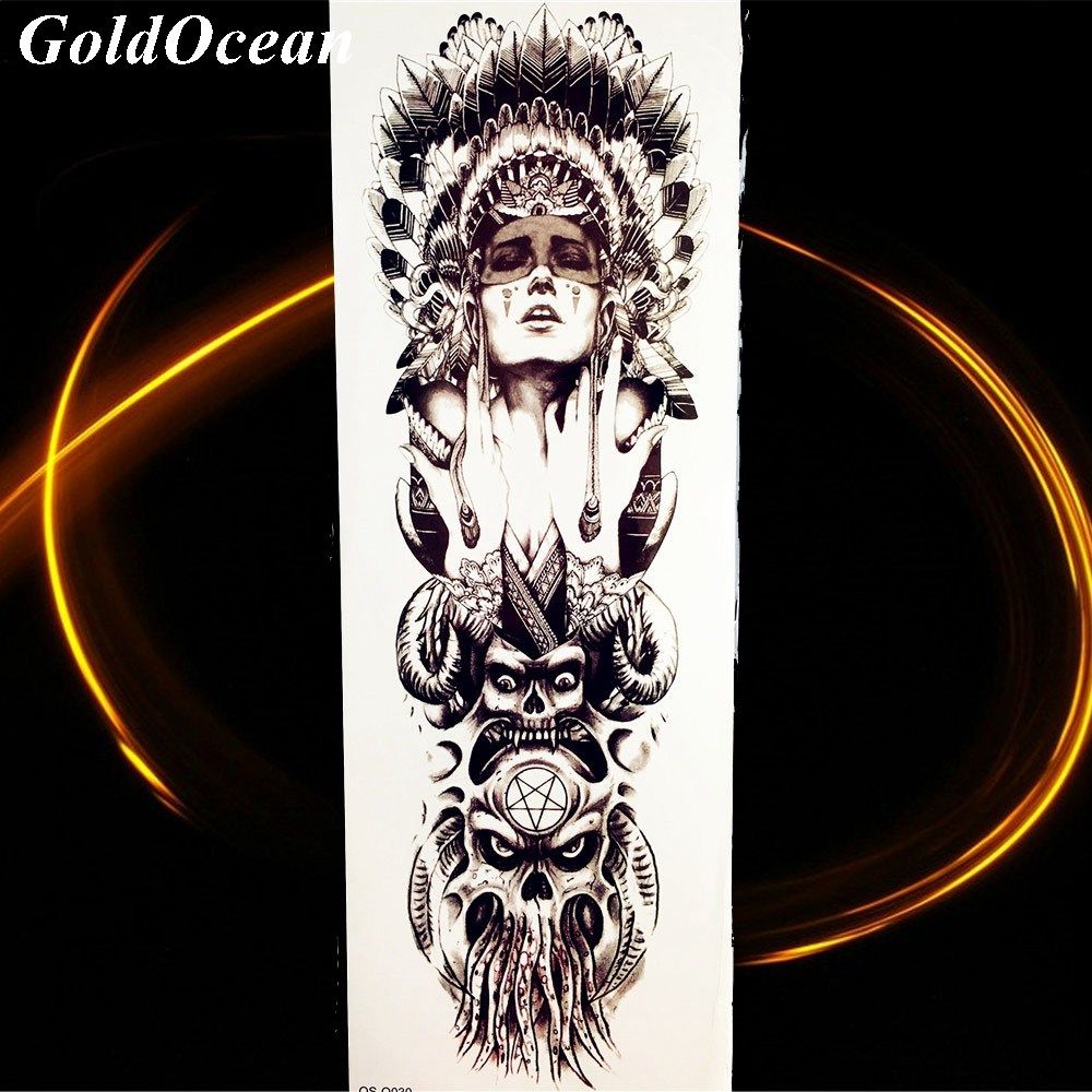Acheter Tribal Indiens Totem Tatouage Temporaire Dieu Original Noir Mal Hommes Plein Bras Autocollant De Tatouage Femmes Flash Jambes Manches Grand