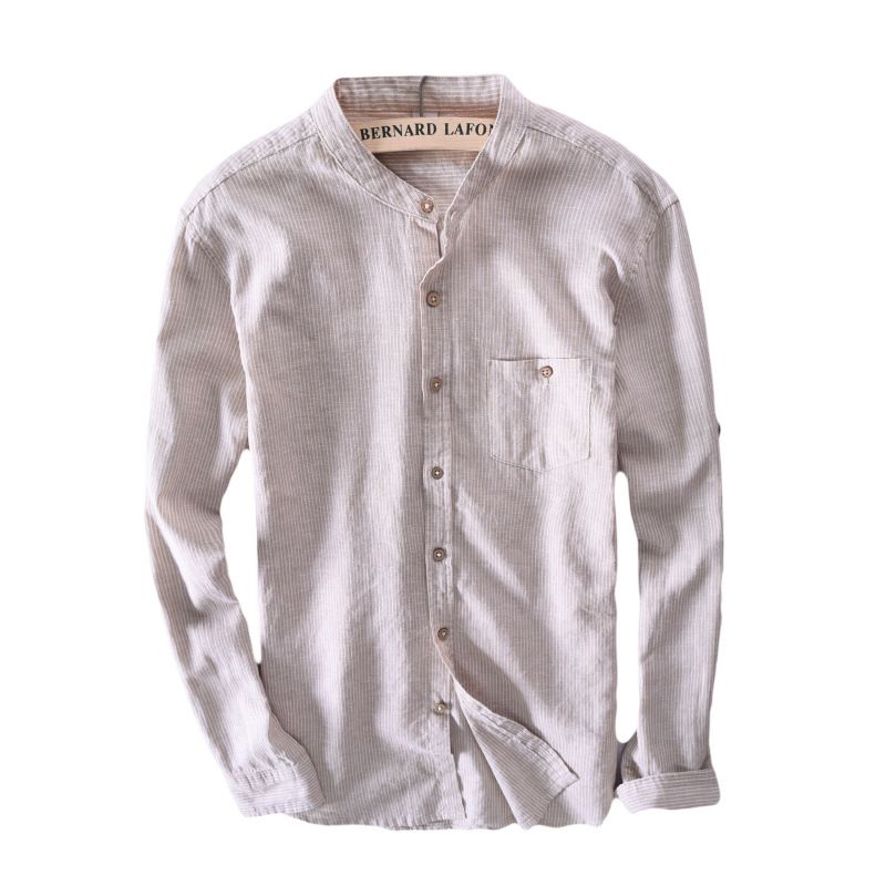 Compra Camisas De Vestir Para Hombre De Manga Larga De Rayas Finas De Lino  Y Algodón Casual Ropa De Marca Barato | Entrega Rápida Y Calidad | Es.Dhgate