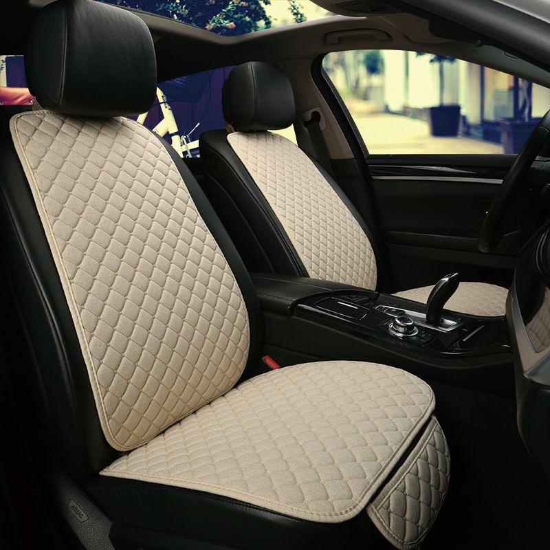 Full Surrouded Flax Seat Cover Cushion Protector All Season for 5-seats Auto Car