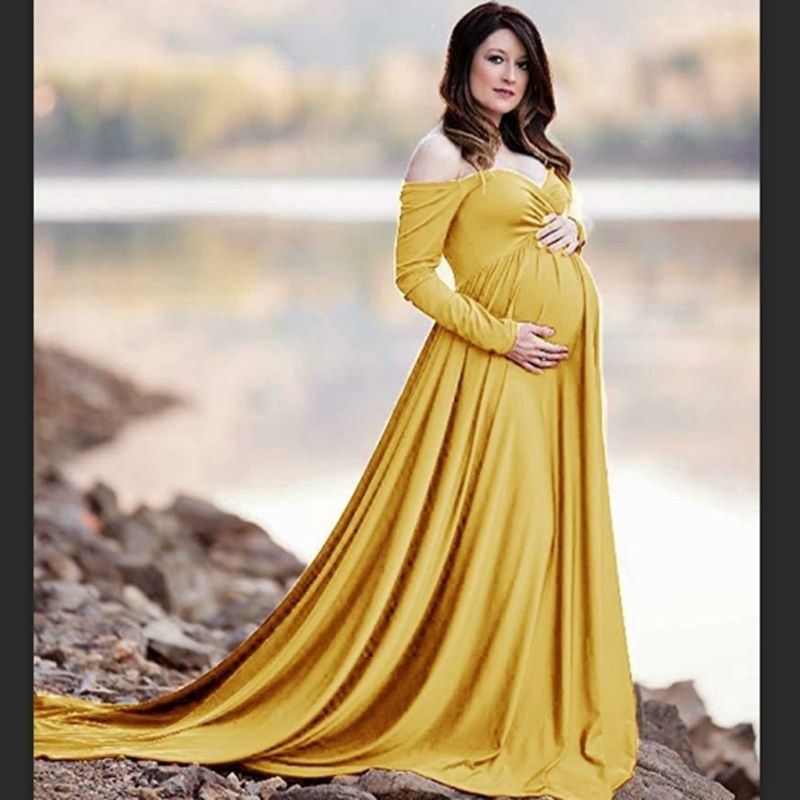 2019 Vestidos De Maternidad Para Fotos De Fotos Largo Maxi Dress Maternity Photography Props Cotton Embarancy Dress Maternity Y190522 De 34,59 € | DHgate
