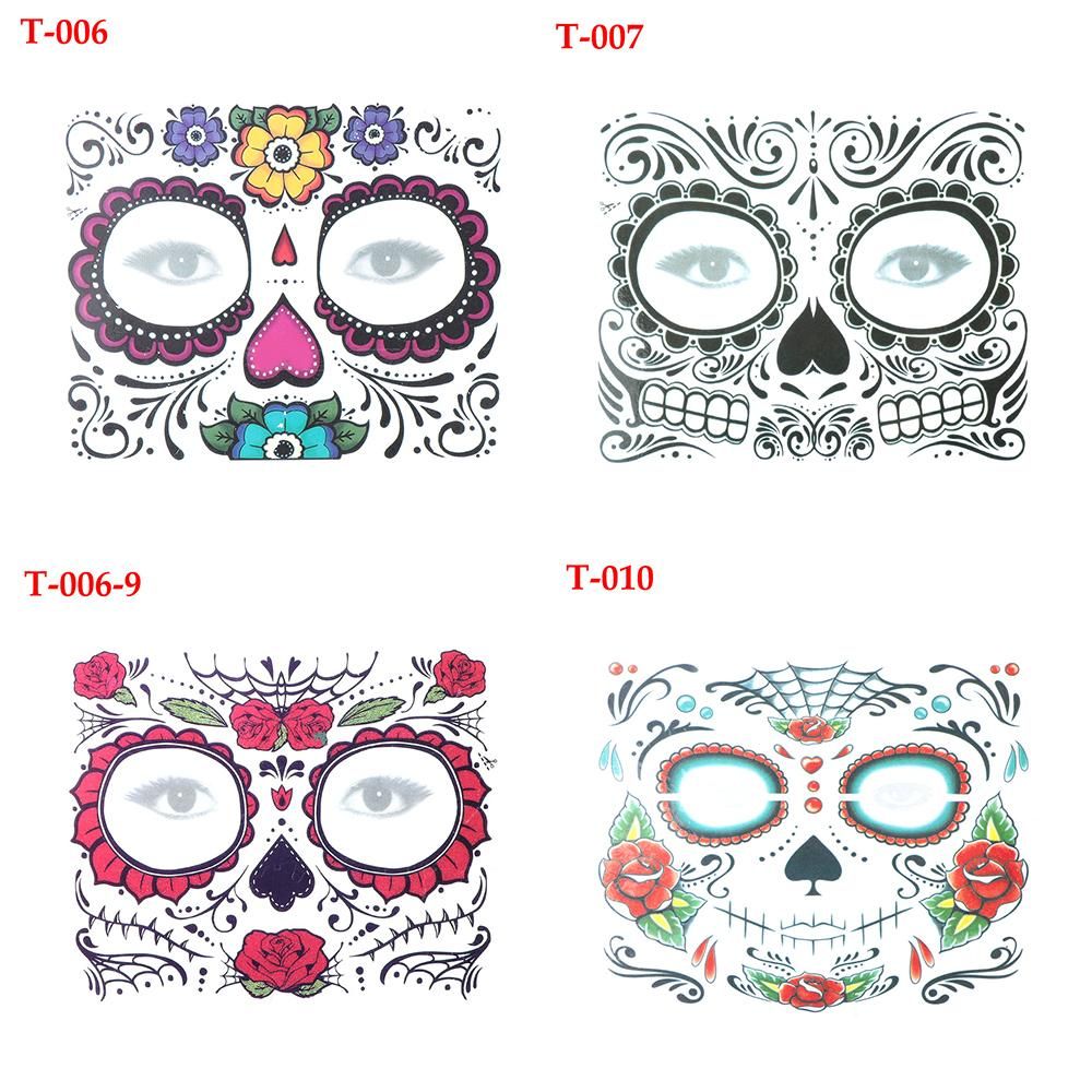 12Pc Halloween Day Of The Dead Makeup Face Stickers Waterproof Temporary  Tattoos | Waterproof Sweat Deads Day Masquerade Funny Makeup Temporary  Sticker Halloween Face Tattoo Sticker #8 