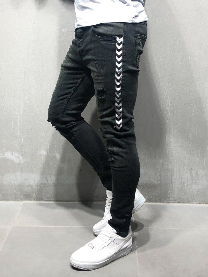 black and white striped skinny jeans mens