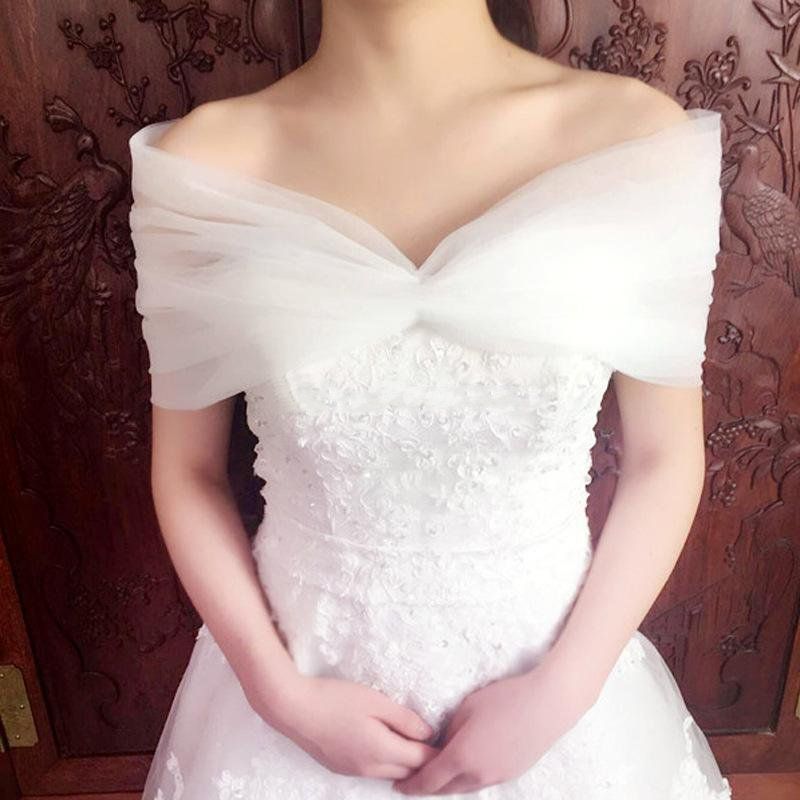 Acquistare Eleganti Giacche Da Sposa Avorio Bianco Con Spalle Scoperte Tulle  Bateau Collo Pizzo Coprispalle Da Sposa Donna Stringate Indietro Abiti Da  Sposa Economico | Consegna Veloce E Qualità | DHgate Italy