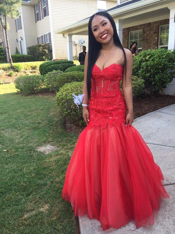Compra India Negro Niñas Vestidos De Baile Sirena De Encaje Rojo Largo Sexy  Hollow Vestidos De Noche Cariño Tulle Fancy Petite Ocasiones Especiales  Vestido Barato | Entrega Rápida Y Calidad | Es.Dhgate