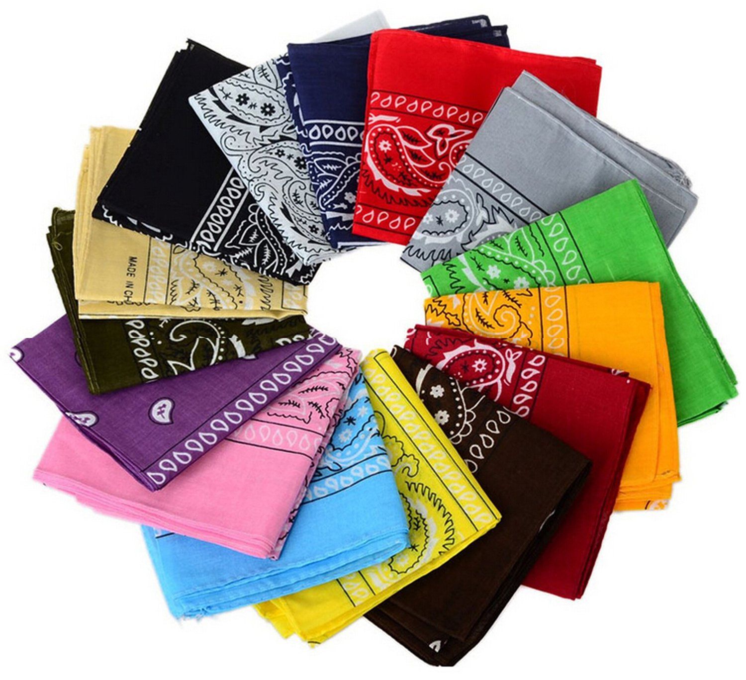 54*54CM Polyester Novelty Double Sided Print Paisley Bandanas Cowboy