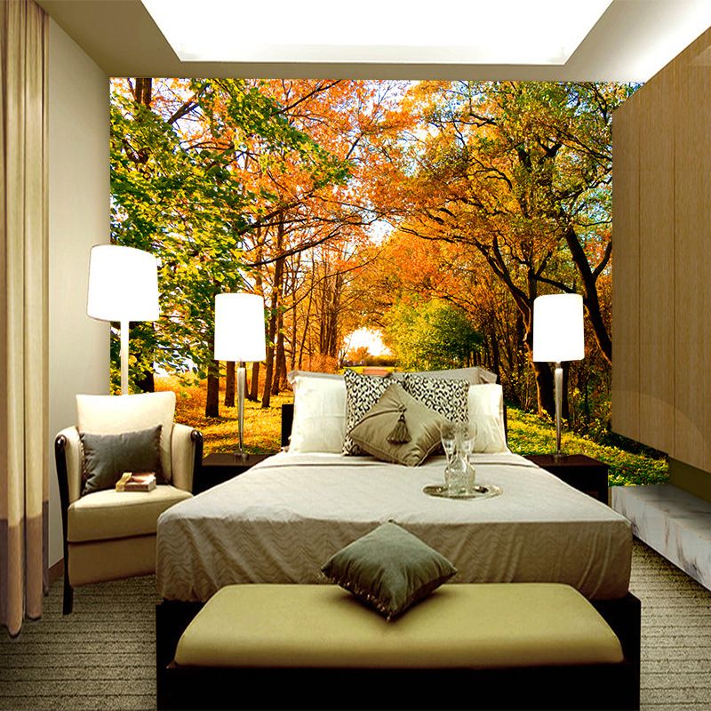 3d Autumn Forest Turn Yellow Scenery Photo Wallpaper Home Decoration Silk Hd Pattern Wall Cover For Bedroom Special Themed Wall Covering Wide
