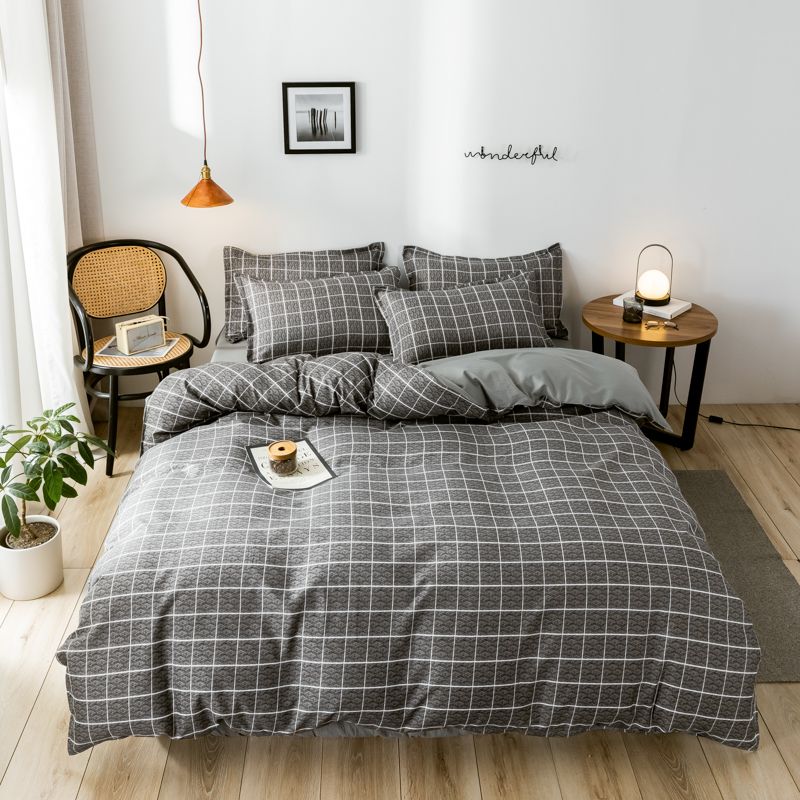 Plaids 4pcs Bed Cover Set Duvet Cover Bed Sheets Pillowcases Bedding Set
