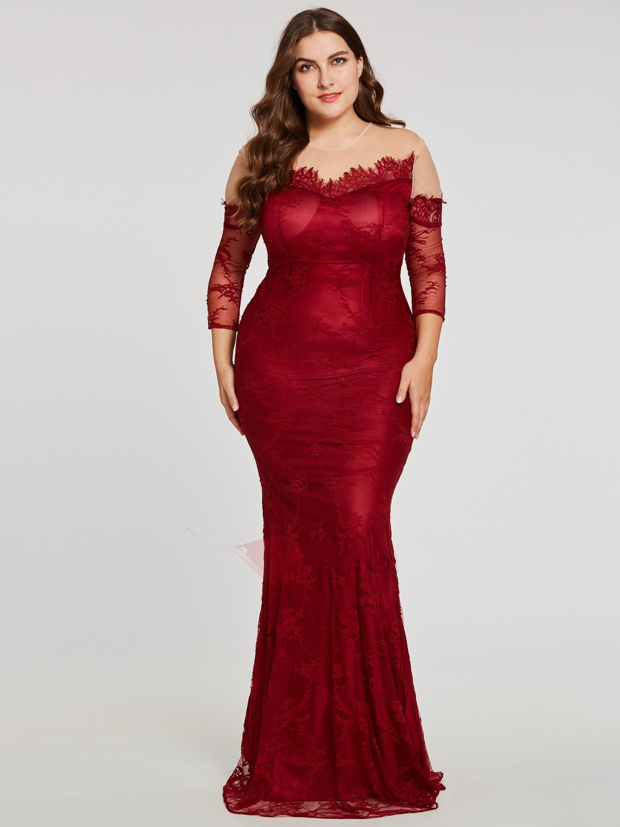 Wine Red Plus Size Special Occasion Dresses For Women