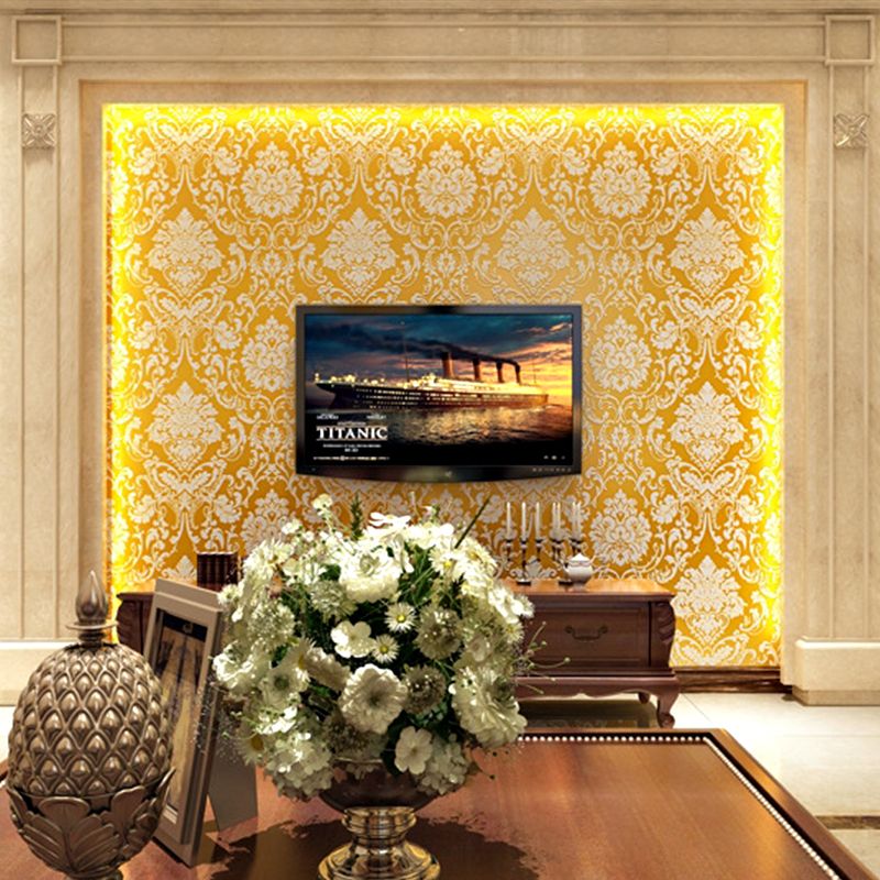 Golden 3d Embossed Wallpaper For Home Roll Classic Silver Floral