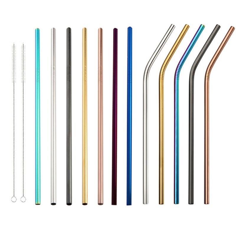 Stainless Steel Straws Metal Straws Colorful 8.5/ 9.5 /10.5 Bent And