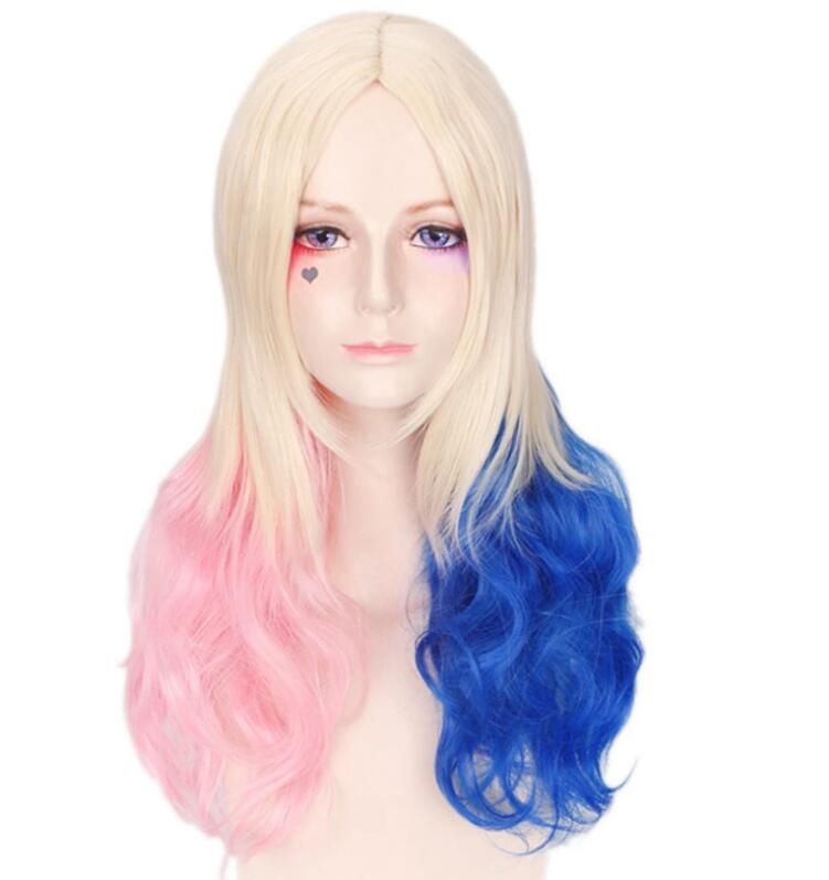 Wavy Blue /& Pink Ombre Wig Ladies Fancy Dress Womens Adult Costume Accessory New