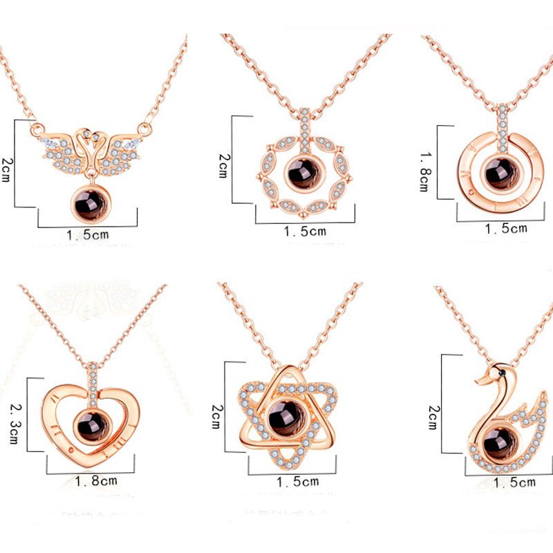 SUNNY Day Customized Photo Necklace for mom 100 Languages Projection Necklace Love Memory Pendant Jewelry for Best Her