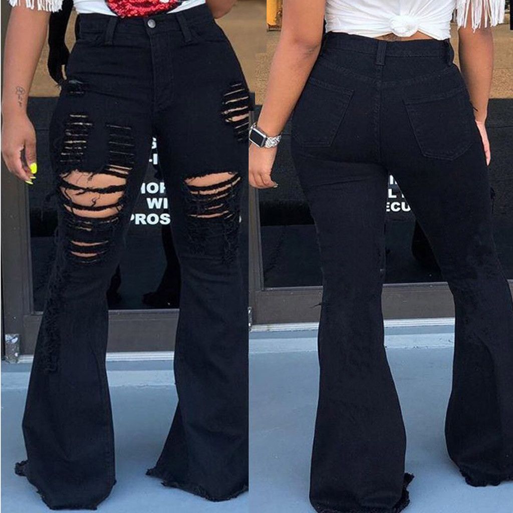 black high waisted bell bottom jeans