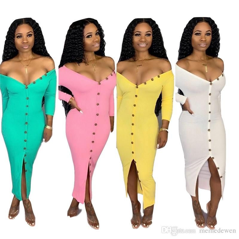 Vestido En V Para Mujer De Verano Con Manga Completa Y Cuell Vestido En V Para Mujer De Verano Con Manga Completa Y Cuell