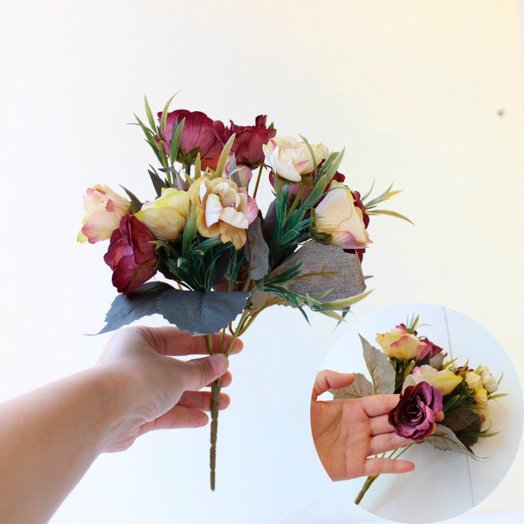 2020 Diy Artificial Flowers Silk Small Rose Bouquet Wedding Xmas