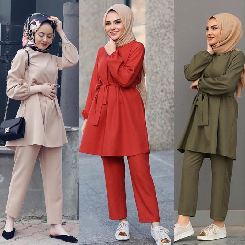 Womens Turkish Style Jilbab Long Jacket Trousers Islamic Clothing Womens Turkish Style Jilbab Long Jacket Trousers Islamic Clothing