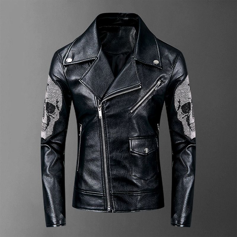 jaqueta de couro punk masculina