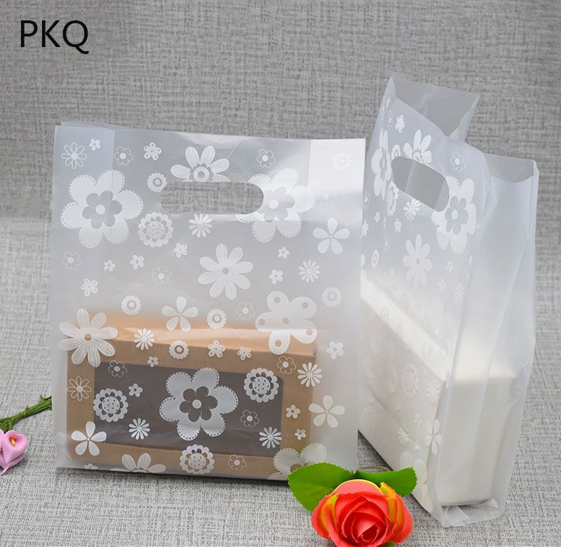 38x43cm Large Clear Plastic Gift Bag Favor Jewelry Boutique Gift Packaging  Plastic Shopping Bags With Handle