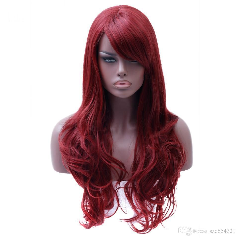 Lace Wig Long Wavy Red Wig Womans Heat Resistant Synthetic Female