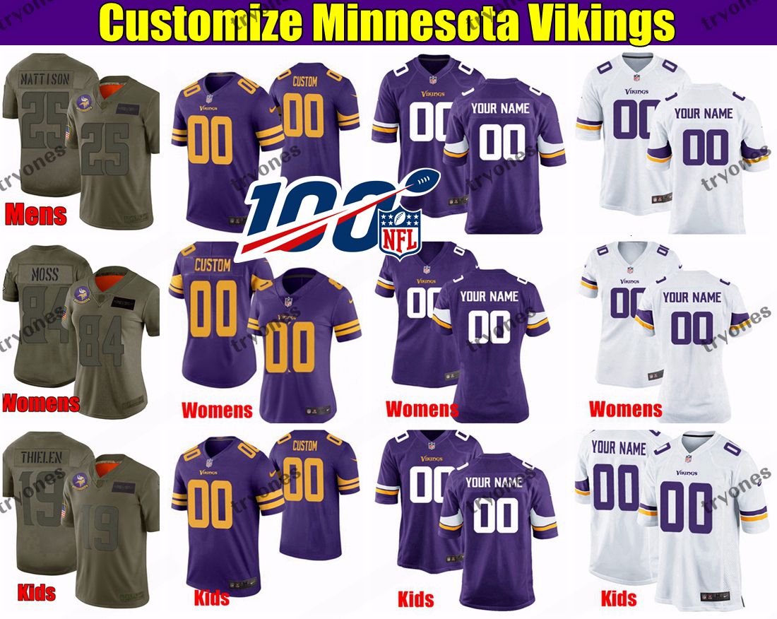 New Men/'s Minnesota Vikings Purple Jersey Customize