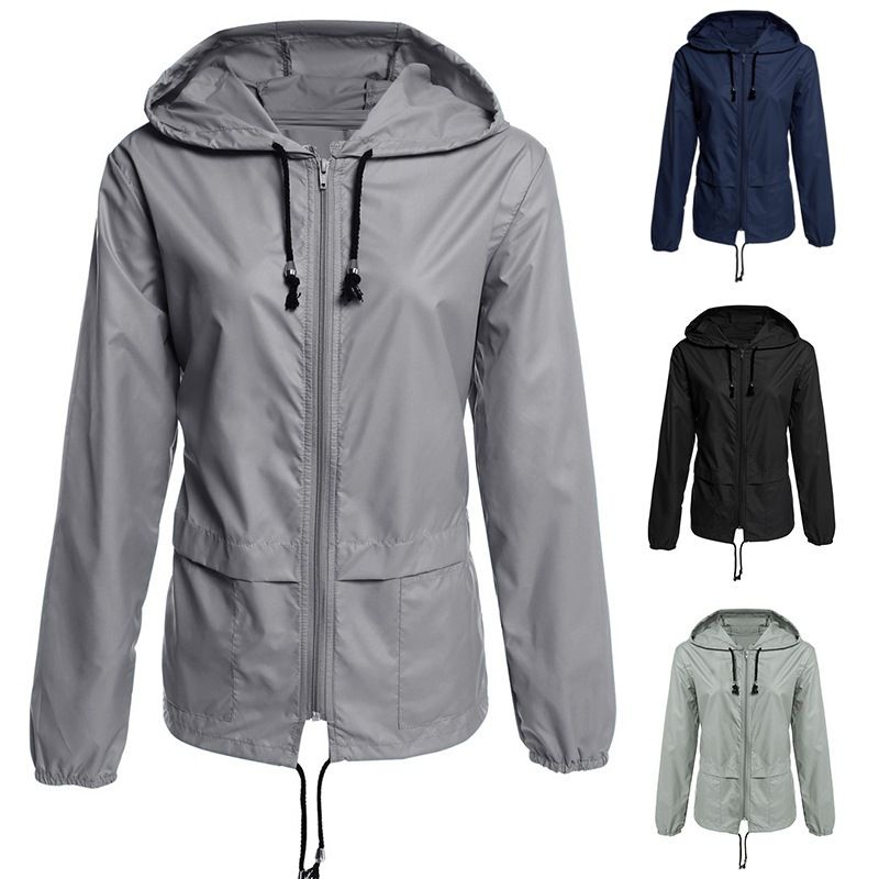 Impermeables mujer con capucha cremallera vendedora caliente para mujer Caminata impermeable impermeable Chaqueta