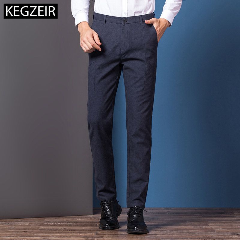 Kegzeir 18 Spring Winter Business Casual Pants Men Fashion Slim Fit Mens Trousers Zipper Pants Men Brand Clothing Herren Hosen From Lemon8 48 55 Dhgate Com