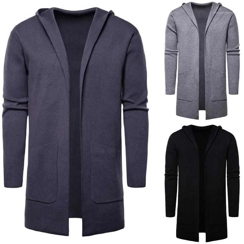 Compra Manga Para Hombre Del Suéter Encapuchado De Vestir Exteriores  Ocasional Más Tamaño Medio A Largo Masculinos Ropa De Diseño Suéteres De  Los Hombres De Color Sólido A Largo Barato | Entrega