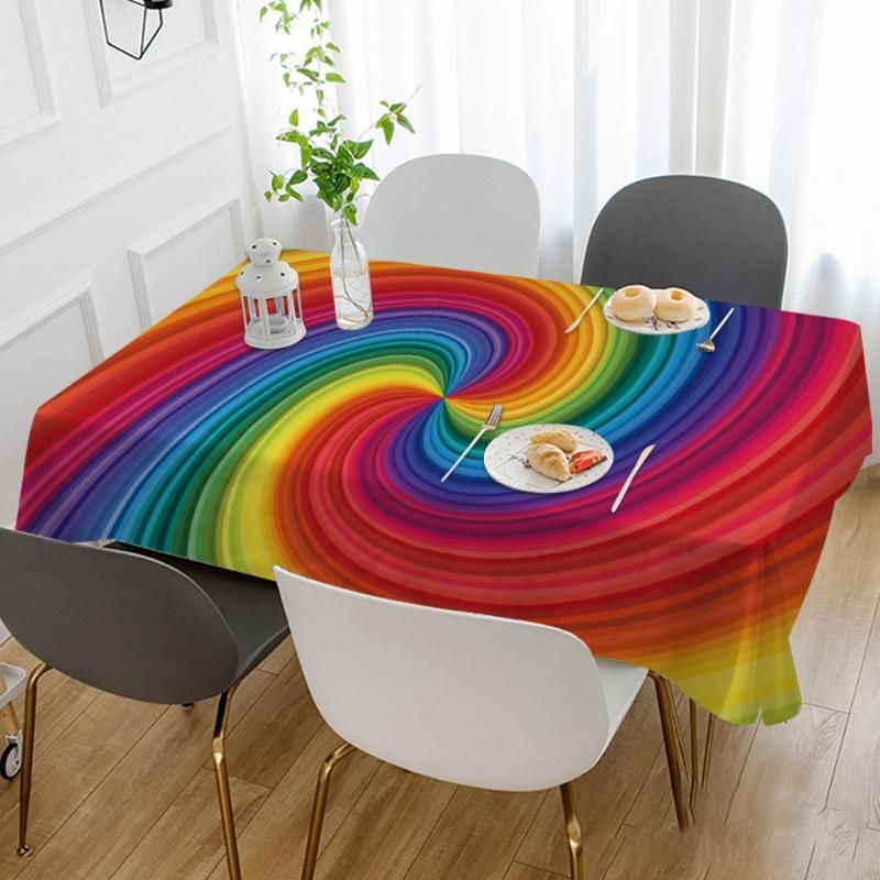 xigua Frogs Rainbow Tablecloth for Rectangle Tables Spill-Proof Polyester Rectangular Table Cover for Kitchen Dining Picnic Holiday Party Decoration,60x60 Inch 