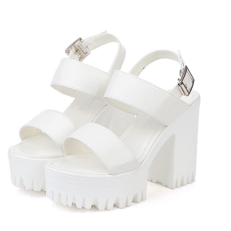 chunky platform sandals white