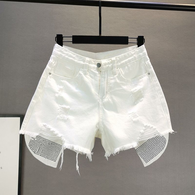 white denim hot pants