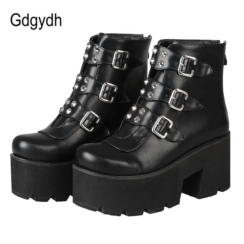 black platform shoe boots