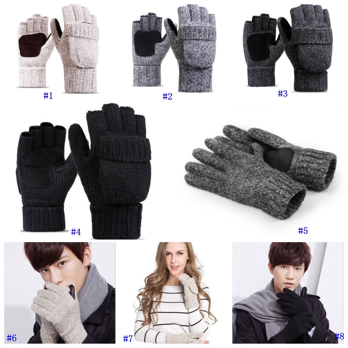 wool fingerless gloves for men
