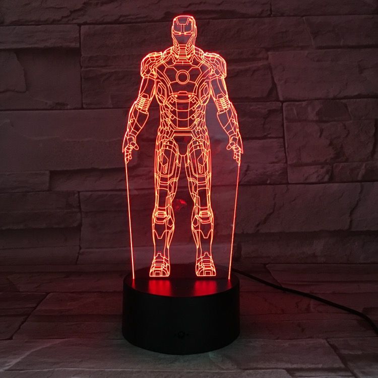 compre envio gratis the avengers figure standing iron man lampara de mesa cambio de color de acrilico 3d led night light boys presente luces de la