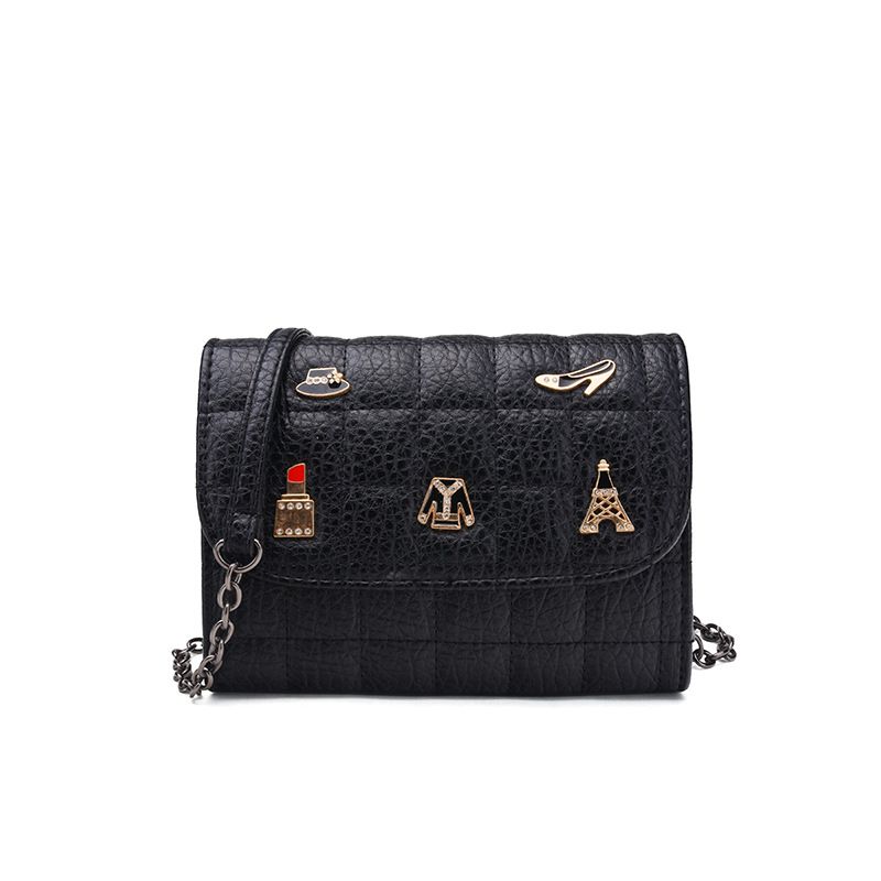 black quilted handbag with chain