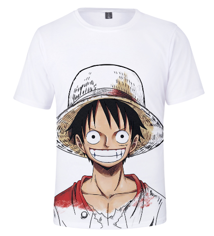 Women Men Casual T-Shirt 3D Print Short Sleeve Tee Tops One Piece Monkey D Luffy