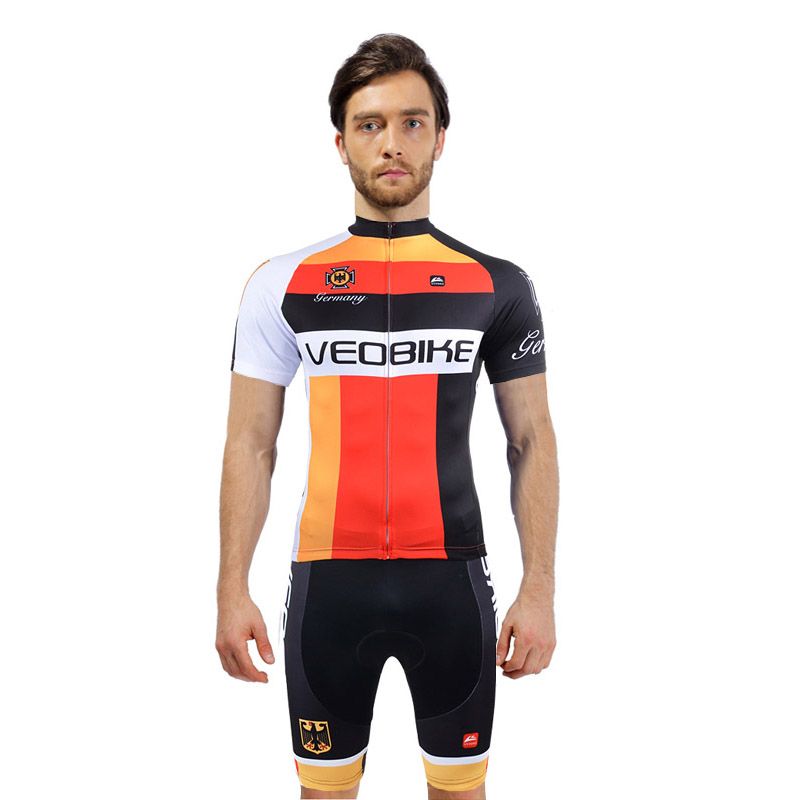 Leobaiky Cycling Jersey Short Set Mens Breathable Quick-Dry MTB Road Cycling Bicycle Short Set