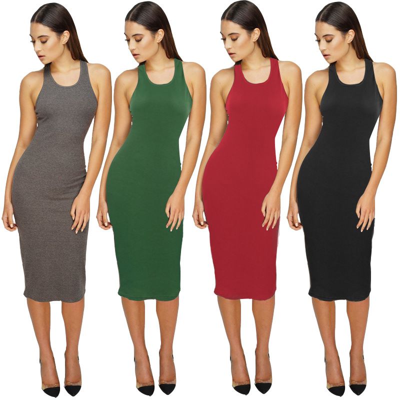 black bodycon vest dress