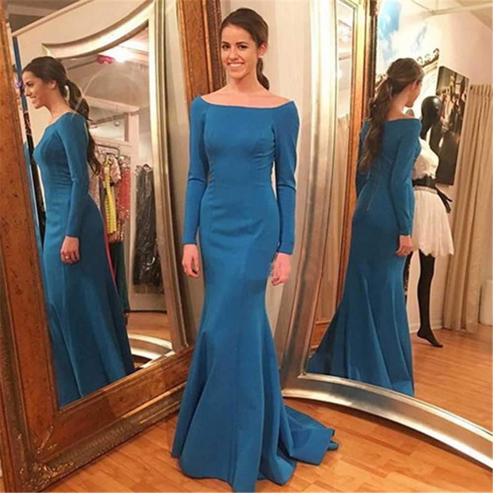 Simple Evening Dress 2019 Boat Neck 