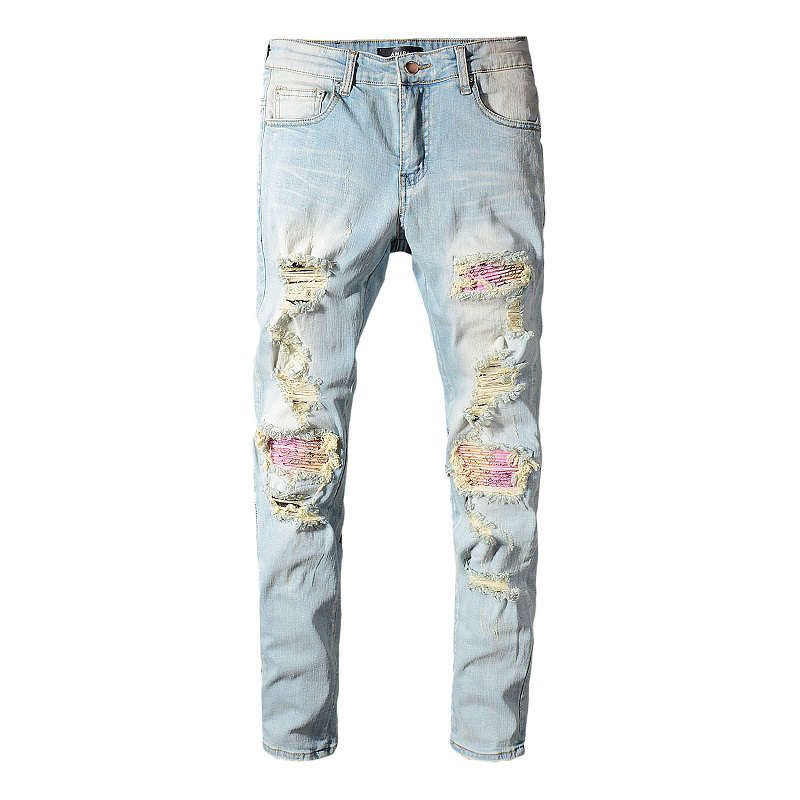 light blue ripped jeans mens