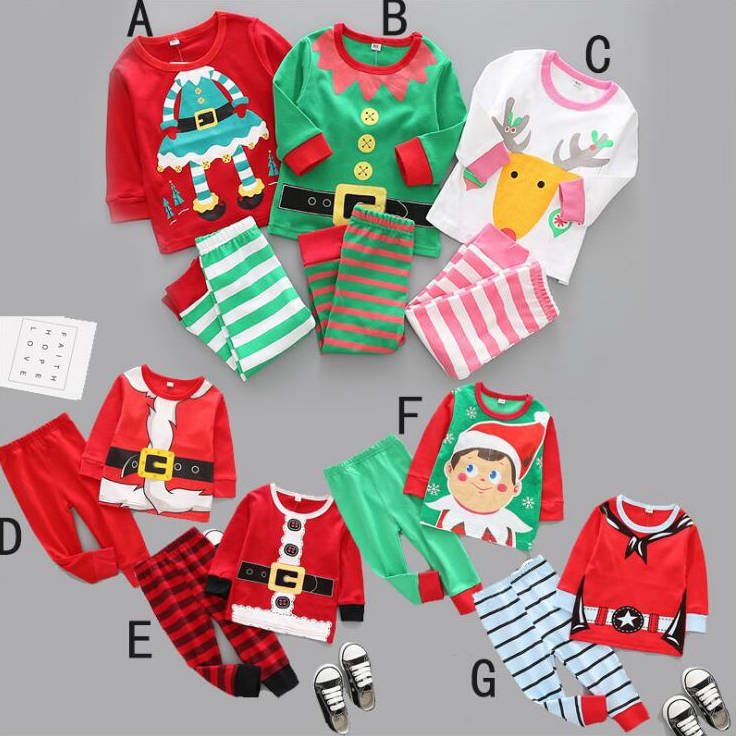 Christmas Toddler Kids Baby Girls Boy Xmas Santa Elk Pajamas Sleepwear Nightwear