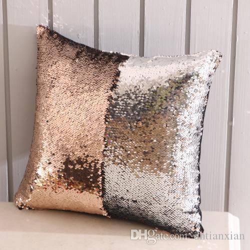 Sequin Mermaid Cushion Cover Pillowcase Magical Glitter Throw